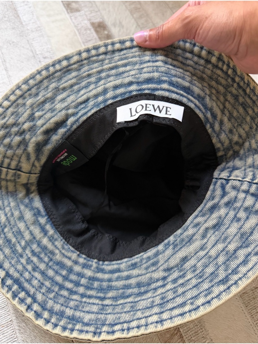 Loewe Blue and Cream Tie-Dye Denim Bucket Hat - Picture 3 of 3
